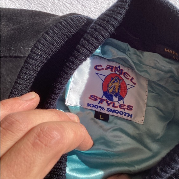 Vintage 1990s camel cigarettes styles, 100% smooth faux leather button up jacket - Picture 3 of 3